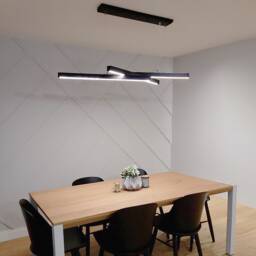 Wooden Linear Pendant Solo, Modern Loft Chandelier, Abstract Suspension Light, Dining Room Led Light - thumbnail 3