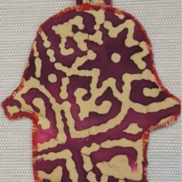 Hamsa - Small Batik Fabric Wall Hanging - thumbnail 3