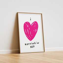 I Love Rotting in Bed Poster - Funny Minimalist Wall Art Available Pink, Red, & Black - thumbnail 2