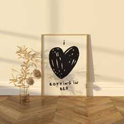 I Love Rotting in Bed Poster - Funny Minimalist Wall Art Available Pink, Red, & Black - thumbnail 3