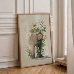 Dental Wall Art Print - Floral Tooth Illustration Elegant Dentist Office D??cor Botanical Medical - thumbnail 1