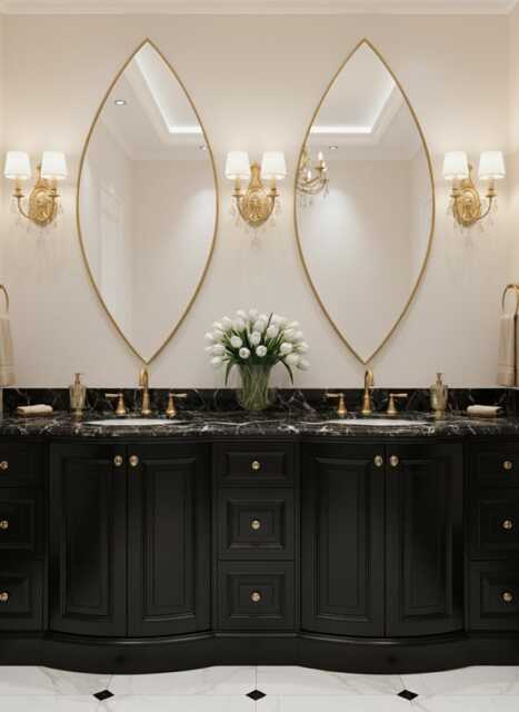 Organic Leaf Brass Mirror - Decorative Handmade Vanity Wall - image 1