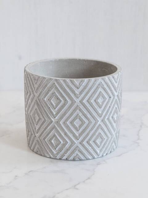 Nordic Style Grey Concrete Plant Pot With Drainage - Indoor For Cactus, Succulent, Bonsai Scandinavian Geometric Design - image 1
