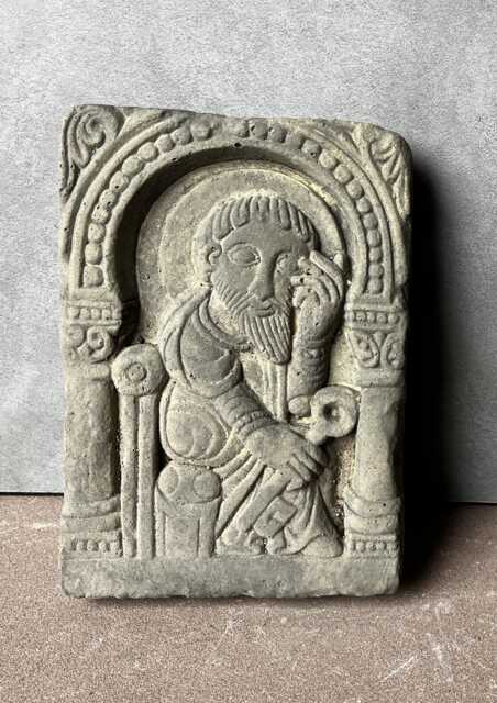 Petrus Relief Mural Holy Image Small Square Made Of Artificial Sandstone in Antique Look W 14 - image 1
