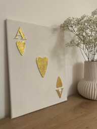 Ace Of Hearts - Gold Leaf Textured Wall Art 3D Canvas Nursery/ Bedroom/ Home D??cor. Made To Order - thumbnail 1