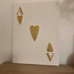 Ace Of Hearts - Gold Leaf Textured Wall Art 3D Canvas Nursery/ Bedroom/ Home D??cor. Made To Order - thumbnail 3