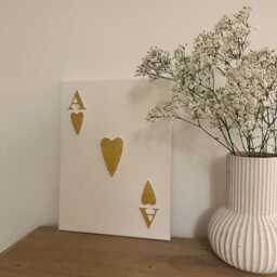 Ace Of Hearts - Gold Leaf Textured Wall Art 3D Canvas Nursery/ Bedroom/ Home D??cor. Made To Order - thumbnail 2