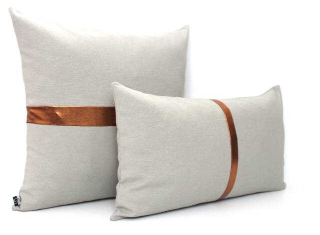 Light Grey & Copper Colorblock Pillow Cover Glam Living Room Decor - image 1