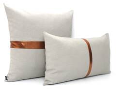 Light Grey & Copper Colorblock Pillow Cover Glam Living Room Decor - thumbnail 1