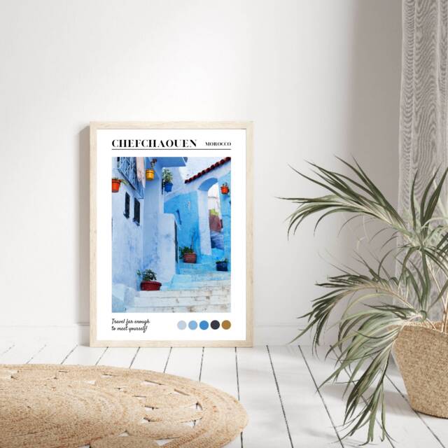 Morocco Traditional Travel Print, Chefchaouen, Blue Pearl Poster, Rif Mountains Morocco, Moroccan Modern Prints, Print - image 1