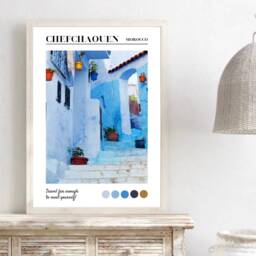 Morocco Traditional Travel Print, Chefchaouen, Blue Pearl Poster, Rif Mountains Morocco, Moroccan Modern Prints, Print - thumbnail 2