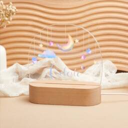 Custom Moon & Stars Night Light Personalized Baby Nursery Decor - thumbnail 3