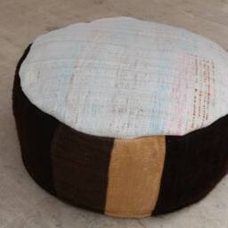 Handmade Kilim Rug Pouf, Wool Ottoman Footstool, Bohemian Decor - thumbnail 2