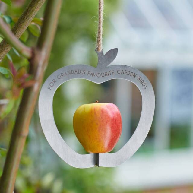 Personalised Apple Shape Metal Bird Feeder - image 1