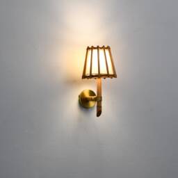 Handcrafted Rattan Wall Sconce, Mid-Century Modern Lamp, Small Lighting - thumbnail 3