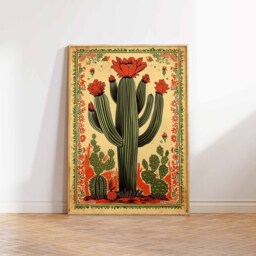 Vintage Mexican Cactus Art Print, Colourful Floral Poster - thumbnail 4