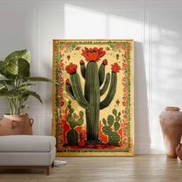 Vintage Mexican Cactus Art Print, Colourful Floral Poster - thumbnail 2