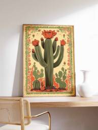 Vintage Mexican Cactus Art Print, Colourful Floral Poster - thumbnail 1
