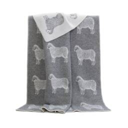 Grey Sheep Reversible Design Wool Blanket Throw - thumbnail 2