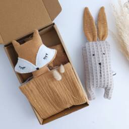 Fox Baby Comforter, Double Gauze Cotton & Waffle Lovey, Woodland Nursery, Security Blanket, Newborn Gift - thumbnail 4