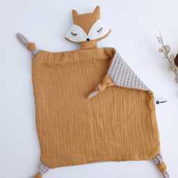 Fox Baby Comforter, Double Gauze Cotton & Waffle Lovey, Woodland Nursery, Security Blanket, Newborn Gift - thumbnail 2