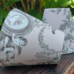 French Toile Countryside Cherubs Candle Clip Lampshade Dusty Pink - thumbnail 2