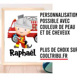 Customizable Frame With A Child Firefighter, Decoration Of Firefighter Boy's Room - thumbnail 2