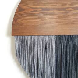 Large Round Fiber Art Wall Hanging Macrame Decor With Organic Cotton & Wood - thumbnail 4
