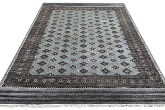 8x10 Silver Color Bokhara Rug - 2.50x3.00 Kids Room Luxury Area Turkish Fine Quality Afghan - image 1