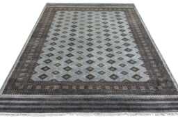 8x10 Silver Color Bokhara Rug - 2.50x3.00 Kids Room Luxury Area Turkish Fine Quality Afghan