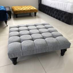 New Upholstered Footstool - Coffee Table Available in Various Colors & Fabrics - thumbnail 2