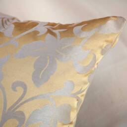 Gold Tan & Silver Gray Pillow, Throw Pillow Cover, Decorative Cushion Covers, Accent Sham, Trendy Silk Blend - thumbnail 3