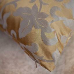 Gold Tan & Silver Gray Pillow, Throw Pillow Cover, Decorative Cushion Covers, Accent Sham, Trendy Silk Blend - thumbnail 4