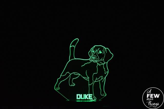 Personalised Beagle Night Light Engraved Dog Led Light Stand - image 1