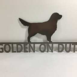 Golden On Duty Metal Wall Art Dog Sign - thumbnail 2