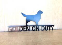 Golden On Duty Metal Wall Art Dog Sign - thumbnail 1