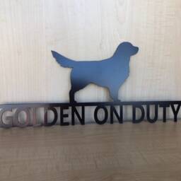 Golden On Duty Metal Wall Art Dog Sign - thumbnail 4