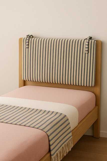 Custom Striped Washed Linen Headboard Cushion With Foam Insertrustic Bedroom Decor, Removable Cover - image 1
