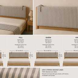 Custom Striped Washed Linen Headboard Cushion With Foam Insertrustic Bedroom Decor, Removable Cover - thumbnail 2