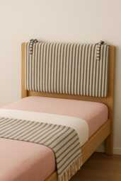 Custom Striped Washed Linen Headboard Cushion With Foam Insertrustic Bedroom Decor, Removable Cover - thumbnail 1