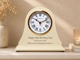 40Th Birthday Gift Engraved Wooden Beige Men's Or Women's Mantel Clock 40 Years Ideas For Mum Dad Son Daughter Sister Brother Mom Etc