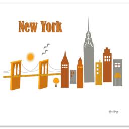 New York City Skyline Print, Nyc Wall Art Map, Brooklyn Bridge Poster, Loose Petals Style E8-O-Ny5 - thumbnail 3