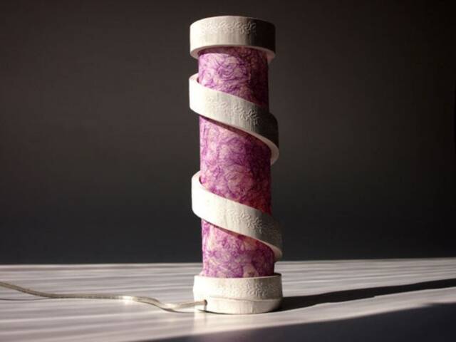 Handmade Bamboo Table Lamp Spiral Night Light With Nepali Paper - image 1