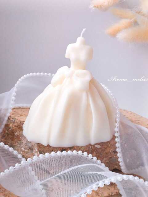 Bridal Dress Candle Eco-Friendly Soy Beeswax Candle, Unique Wedding Decor - image 1