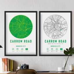Norwich City Carrow Road Map - Prints & Frames Available Canaries Fc Gift Decor Dad Granddad Uncle Brother Son Football Him - thumbnail 3
