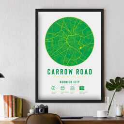 Norwich City Carrow Road Map - Prints & Frames Available Canaries Fc Gift Decor Dad Granddad Uncle Brother Son Football Him - thumbnail 2