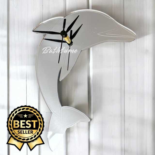 Etched Dolphin Shaped Clocks - Custom Colours & Woods, Sizes & Personalised Engraving Option - image 1