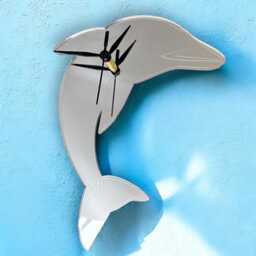 Etched Dolphin Shaped Clocks - Custom Colours & Woods, Sizes & Personalised Engraving Option - thumbnail 2