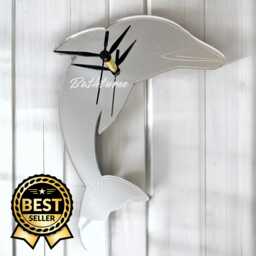 Etched Dolphin Shaped Clocks - Custom Colours & Woods, Sizes & Personalised Engraving Option - thumbnail 1
