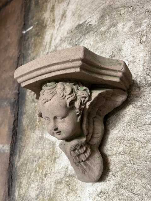 Base Console For 1 Angel Cherub, Small, Artificial Sandstone, Antique Look T 01 - image 1